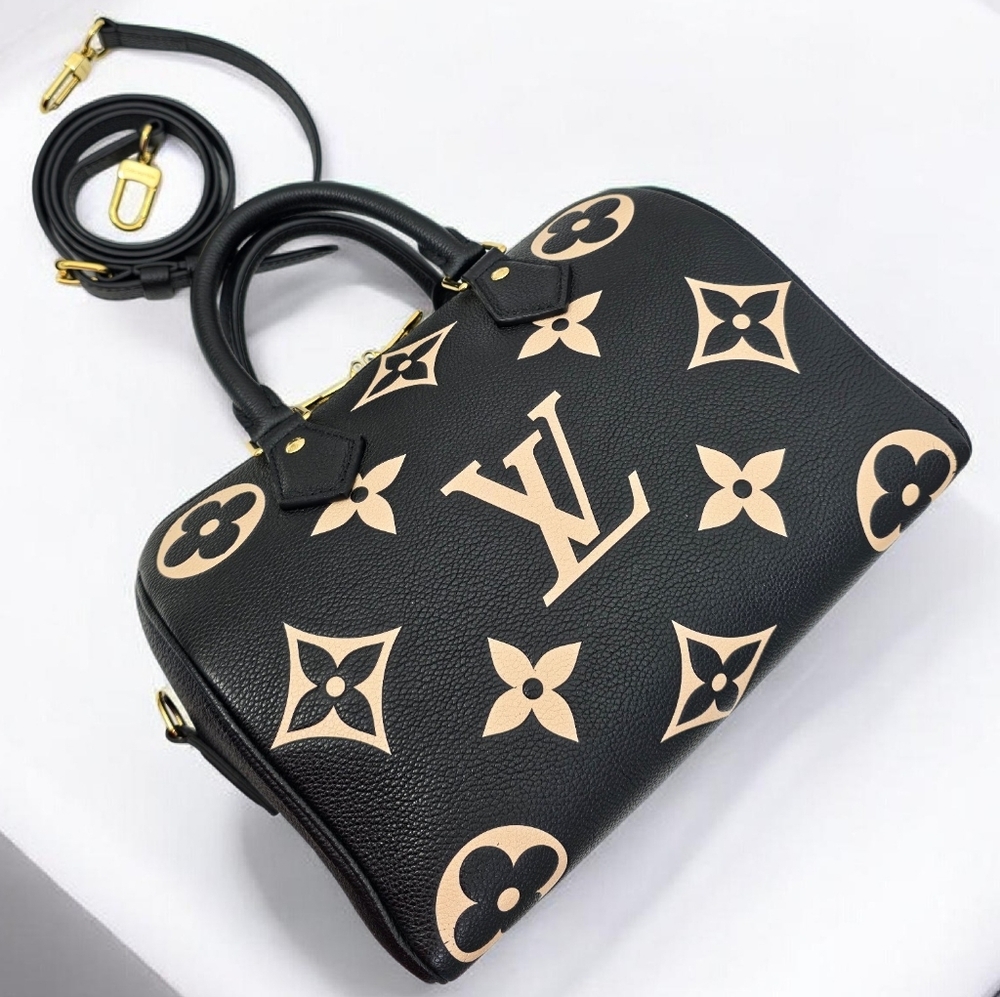 Louis Vuitton Speedy Bandouliere 25 Bicolor Empreinte Black Crossbody Bag - Picture 16 of 17